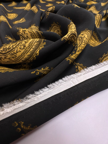Viscose Paisley Print Lightweight Black