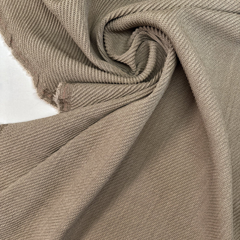 Wool Blend Jacquard Beige Striped Stretch
