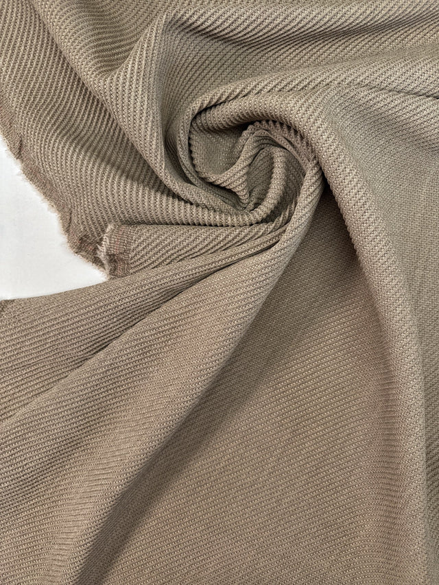 Wool Blend Jacquard Beige Striped Stretch
