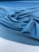 Lurex Blend Knitted Fabric Golden Blue