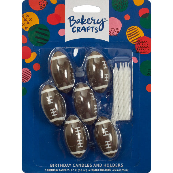 Football Candle Holders with White Spiral Candles – 6 Count
