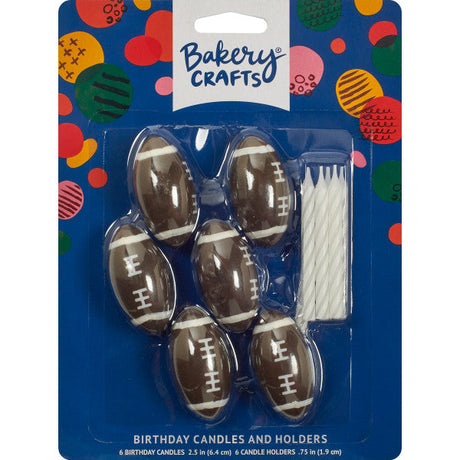 Football Candle Holders with White Spiral Candles – 6 Count