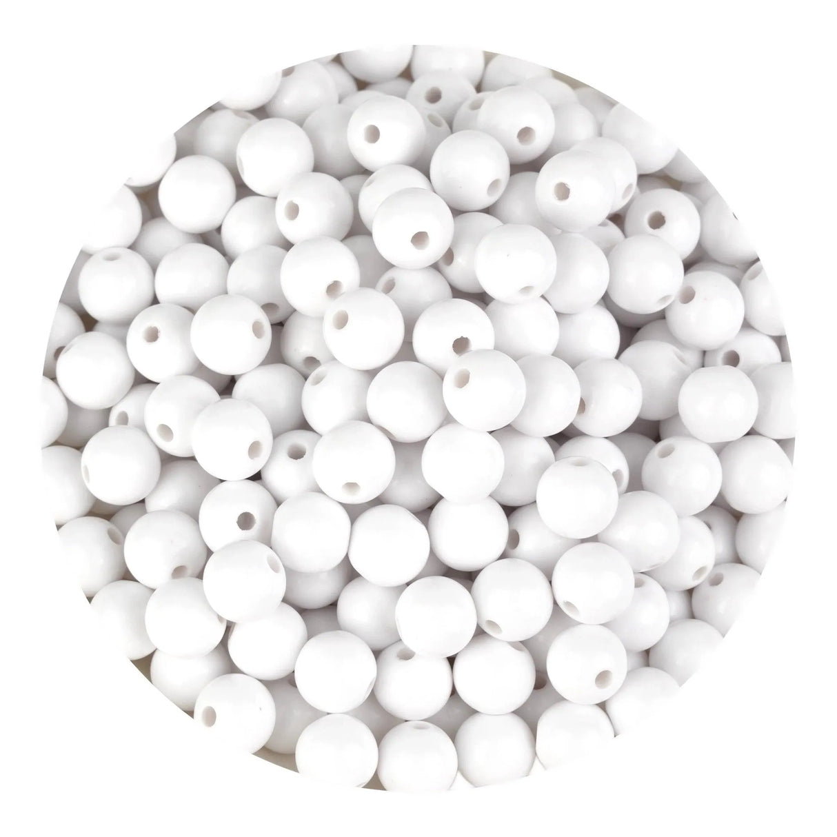 Acrylic Round String Beads - White - 925 Beads 6mm