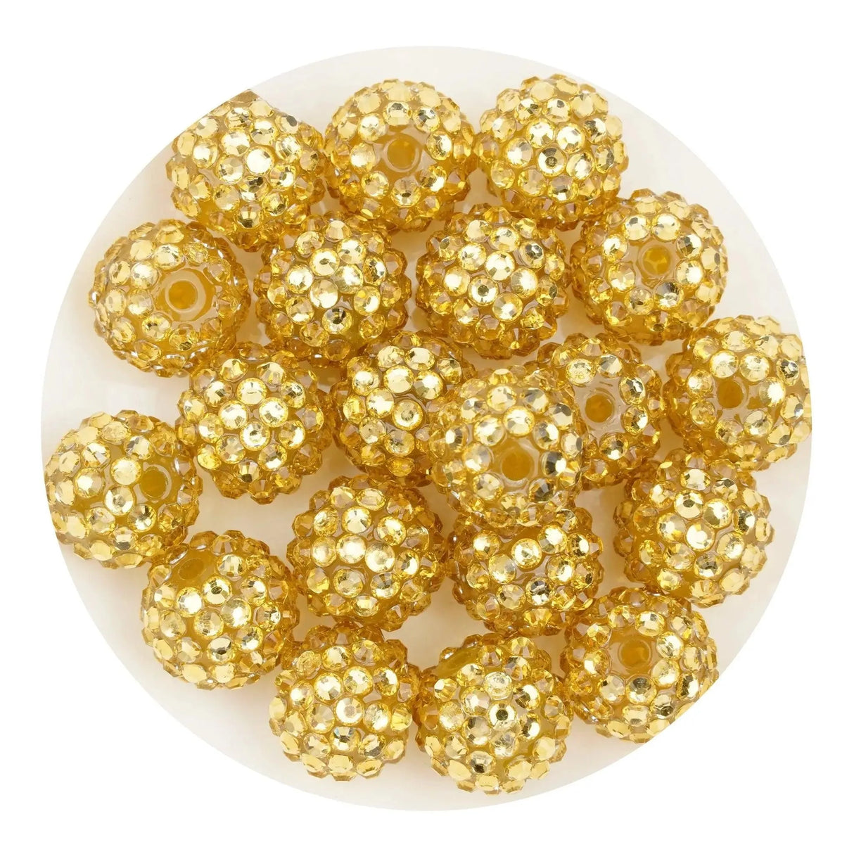 Acrylic Round String Bubblegum Bling Beads - Gold (5 Beads - 16mm)