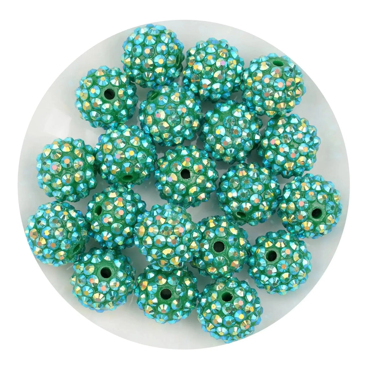 Acrylic Round String Bubblegum Bling Beads - Green (5 Beads - 16mm)