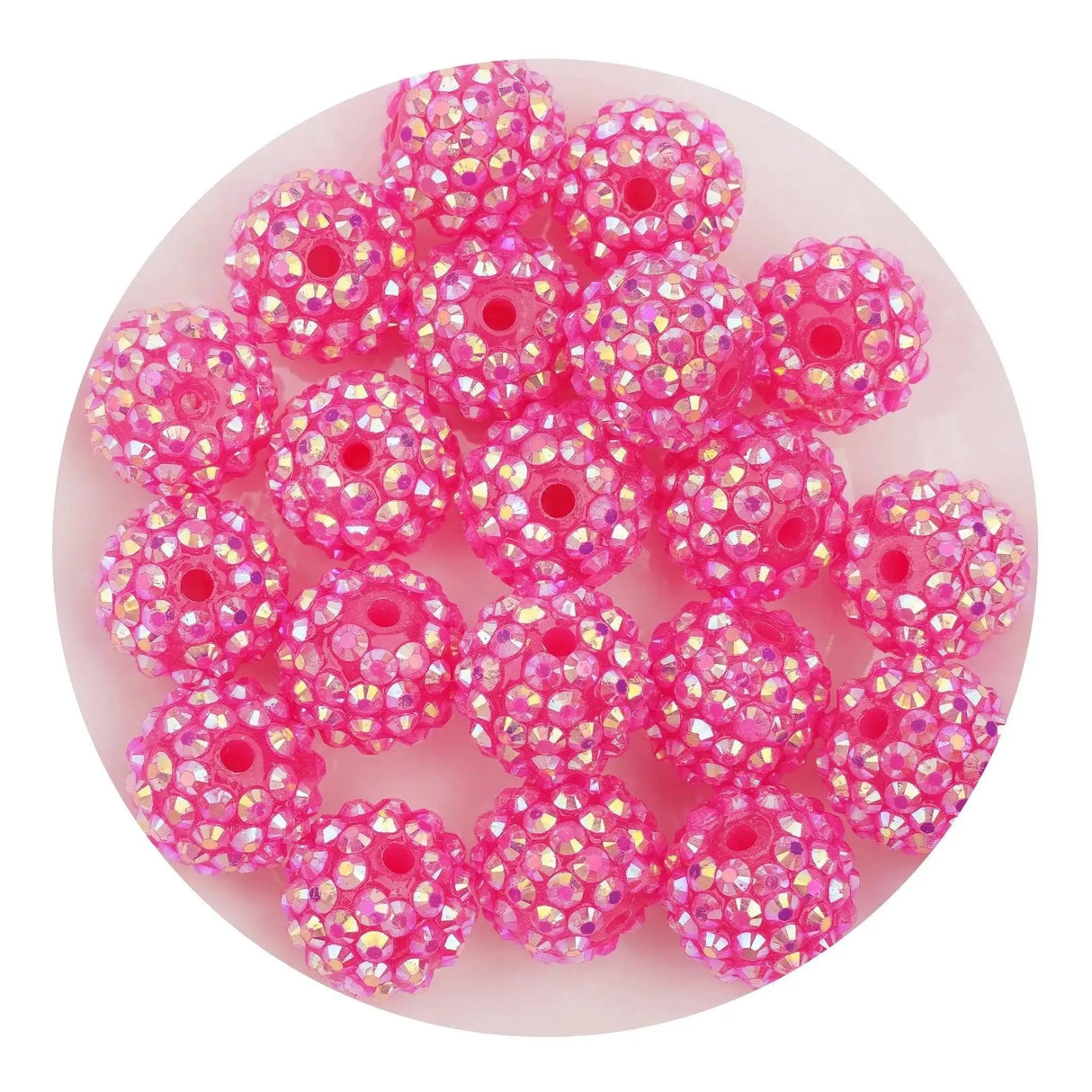 Acrylic Round String Bubblegum Bling Beads - Pink (5 Beads - 16mm)
