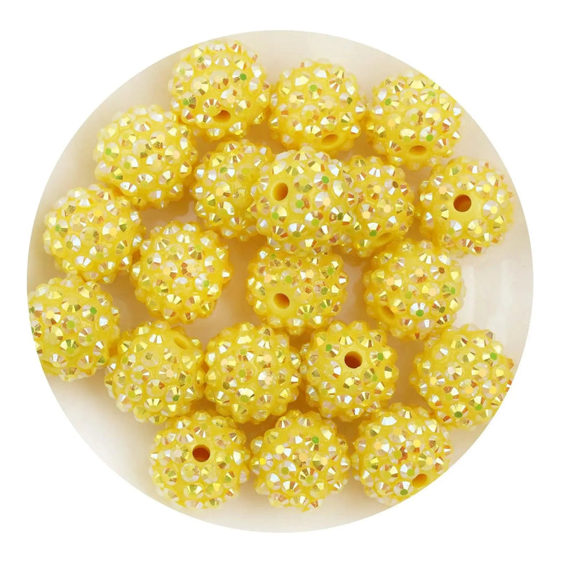Acrylic Round String Bubblegum Bling Beads - Yellow (5 Beads - 16mm)