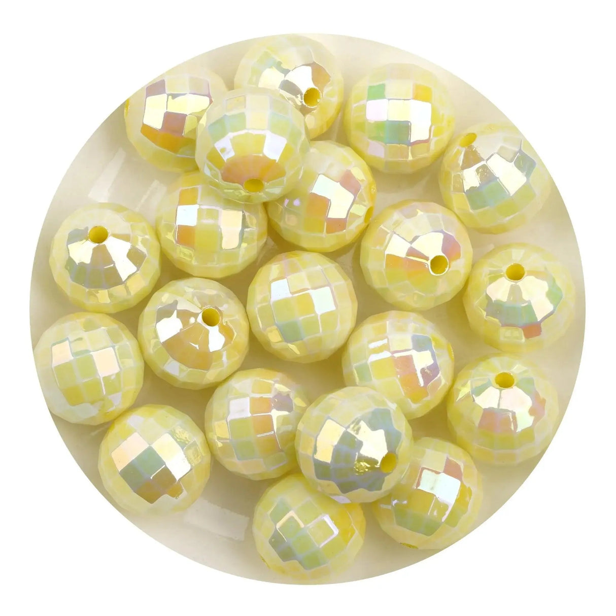Acrylic Round String Disco Bling Beads - Yellow (5 per Bag - 16mm)