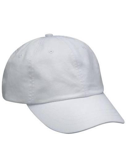 Adam's AD01 Cotton Twill Cap - White, Six Panel, Unconstructed, Low Profile (1 Unit)
