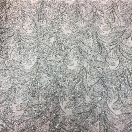 Floral Sequin Lace Fabric 52" Wide Polyester