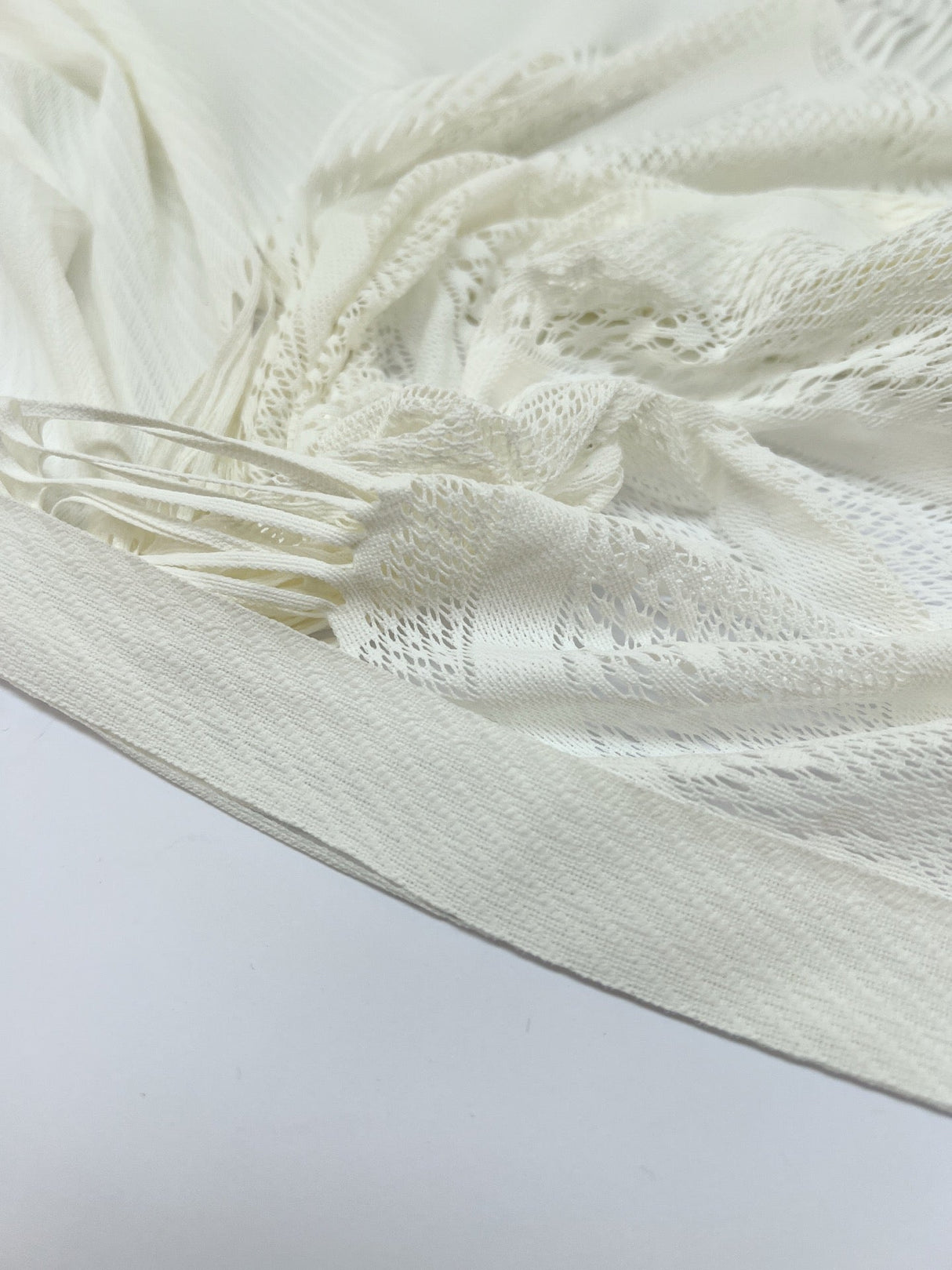 Polyamide Elastane Knitted Fabric White Geometric Print