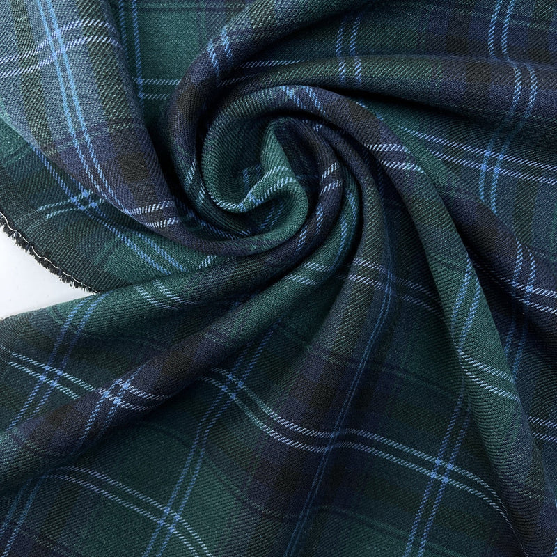 Wool Cotton Checked Tweed Coat Fabric