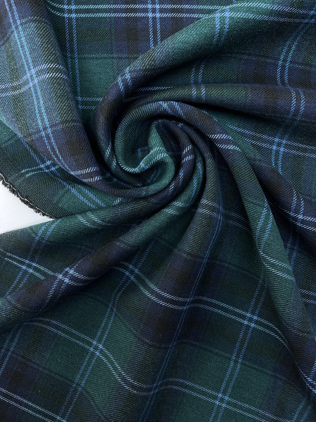 Wool Cotton Checked Tweed Coat Fabric