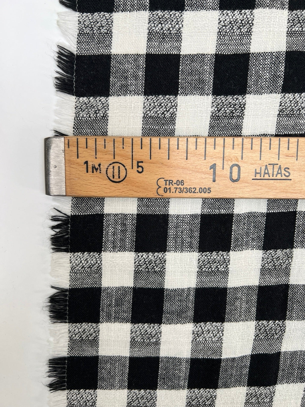 Cotton Polyester Checked Fabric Black White