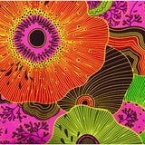 African Print Fabric Ankara Polyester Fabric - Pink, Red, Yellow Floral Fiyah, 45" Width (Per Yard)