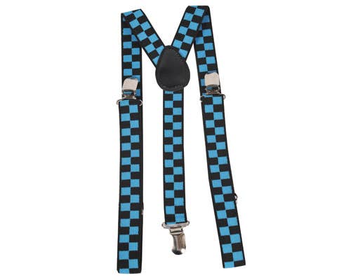 Blue Checkerboard Suspenders - Adults