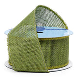 Burlap Wired Ribbon 2 1/2 '' X 10 yd Moss Green Color 1 / ROLL