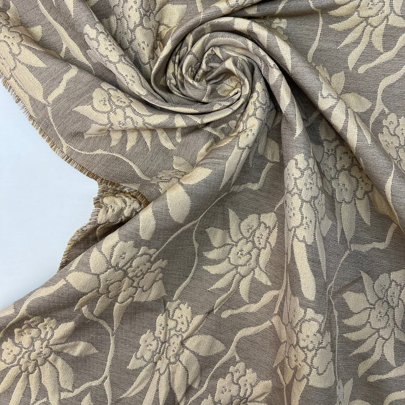Polyester Jacquard Floral Golden Gray