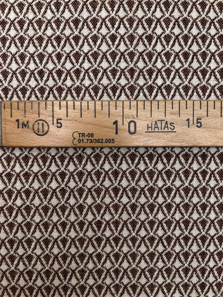 Wool Abstract White Brown Fabric