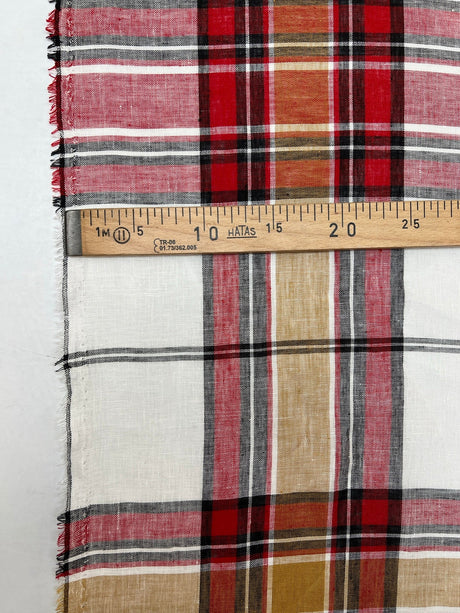 Linen Checked Woven Fabric