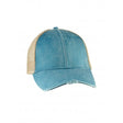 Adam's AD48 Cotton Nylon Cap - Teal/Tan, Six Panel, Mid-Crown, Structured, Distressed Torn Visor (1 Cap)