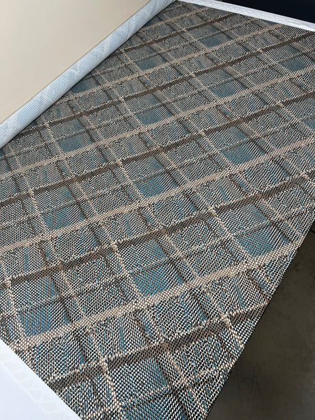 Printed Polyester Elastane Knitted Fabric Brown Blue