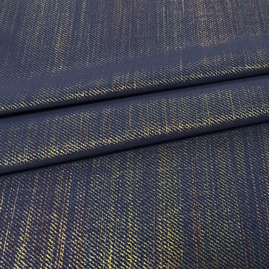 Denim Dream Rainbow Foiled Spandex Nylon Spandex Fabric - Black/Rainbow, Burgundy/Rainbow, Admiral Blue/Rainbow, 55/56" Width (1 Yard)