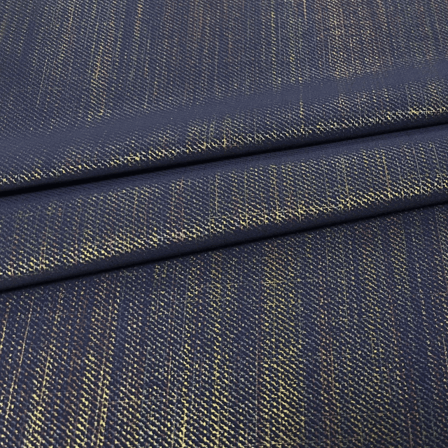Foiled Spandex Denim Look Rainbow Fabric