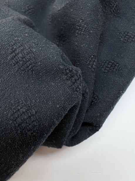 Wool Cotton Woven Fabric Gray Blue