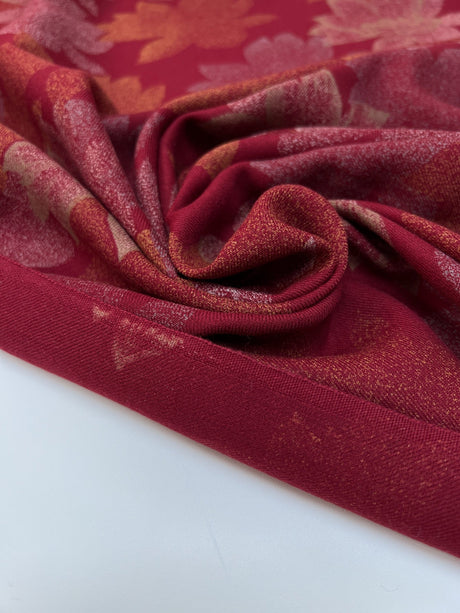 Italian Red Printed Wool Twill