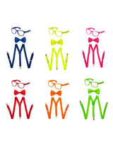 Neon Suspender, Bowtie Accessory Set - Adults