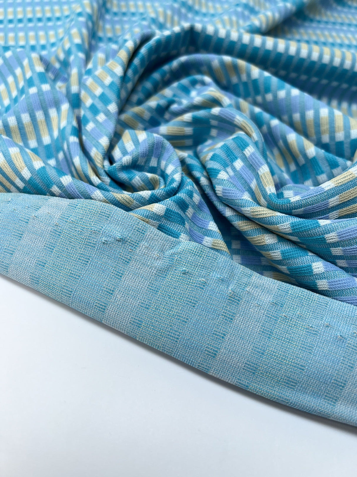 Polyamide Elastane Knitted Geometric Beige-Blue