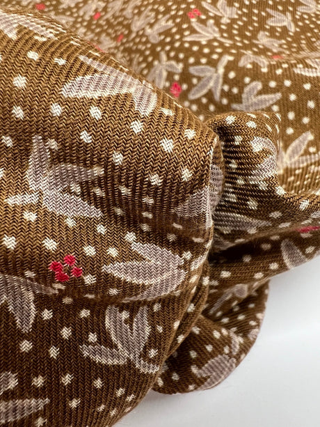 Acrylic Twill Floral Brown Beige