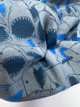 Viscose Printed Blue Gray Staple Fabric