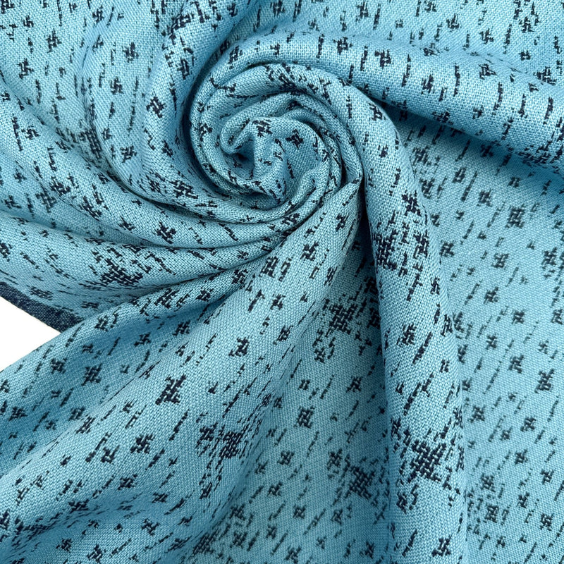 Wool Blend Jacquard Fabric Blue Black