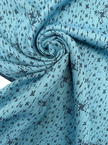 Wool Blend Jacquard Fabric Blue Black