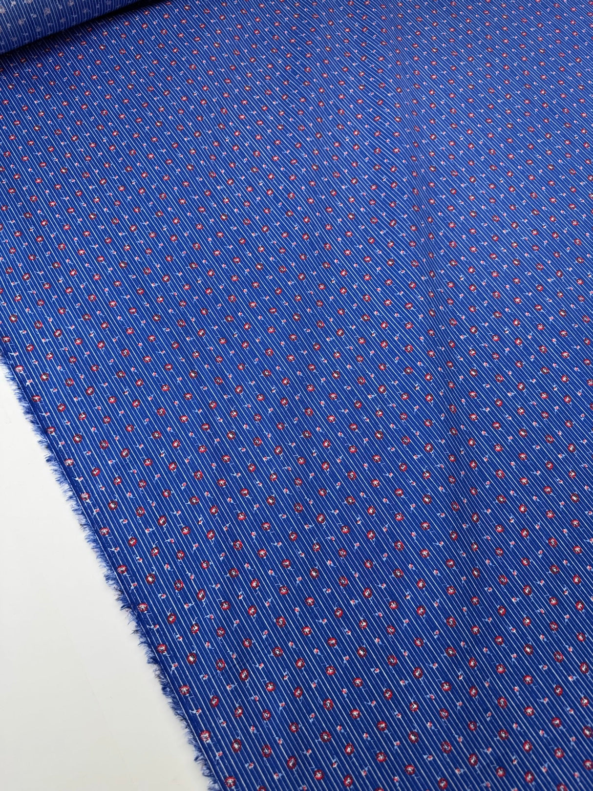 Italian Cotton Poplin Blue Printed Shirt Fabric