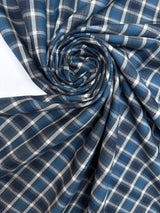 Cotton Tweed Checked Gray-Blue