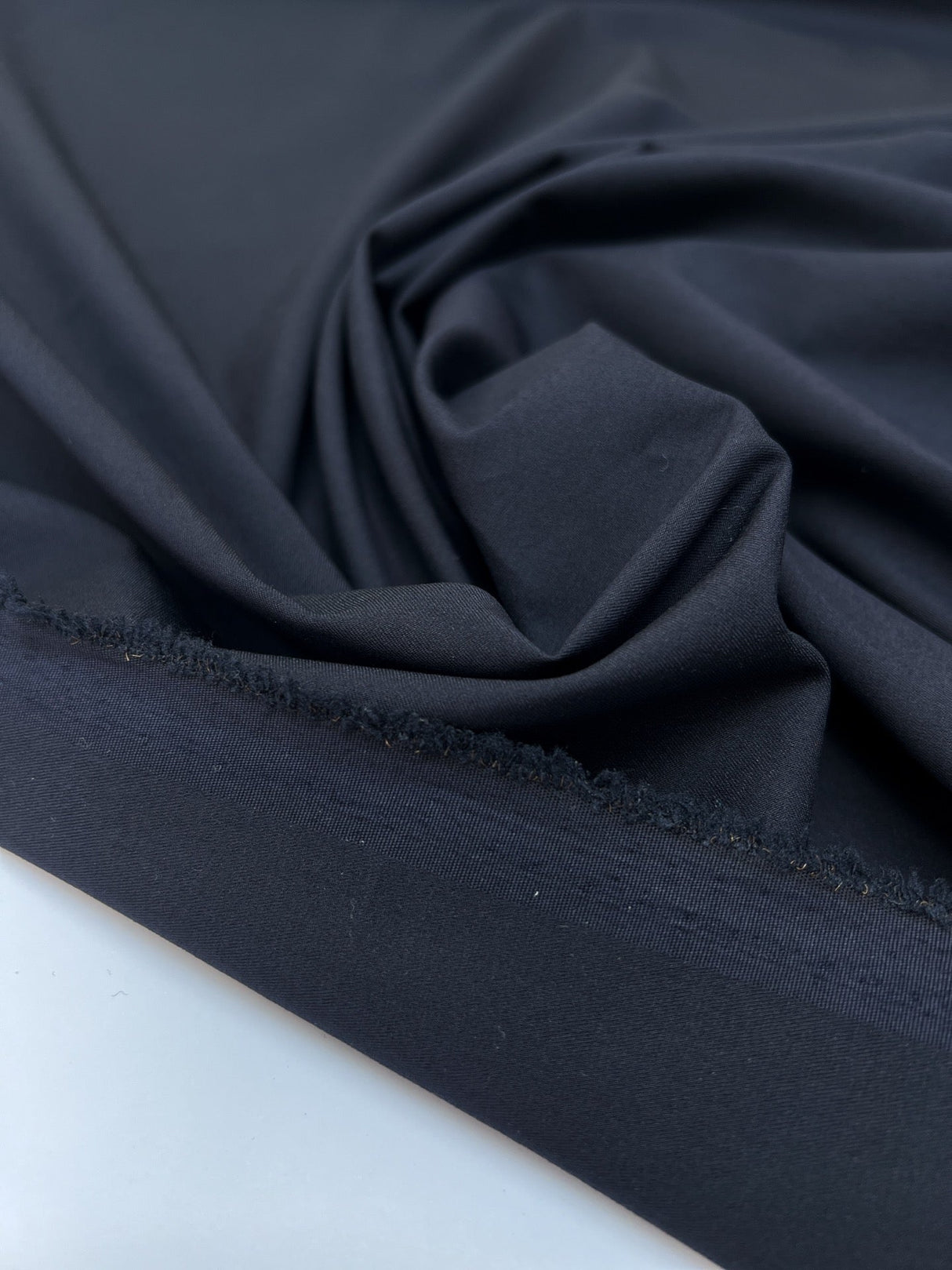 Blue Cotton Elastane Twill