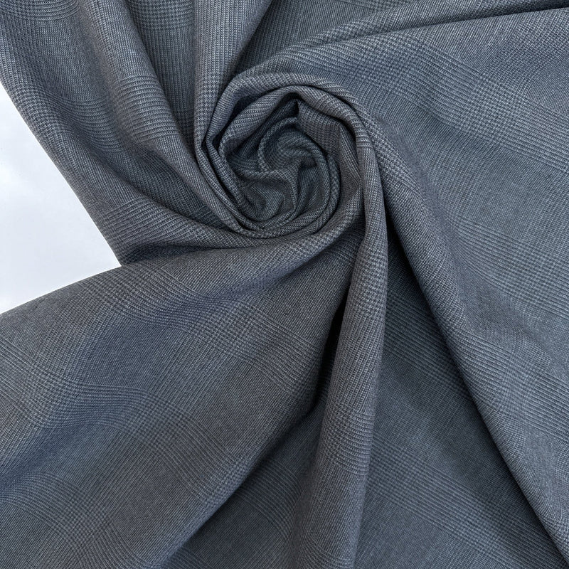 Wool Tweed Checked Gray-Brown-Blue