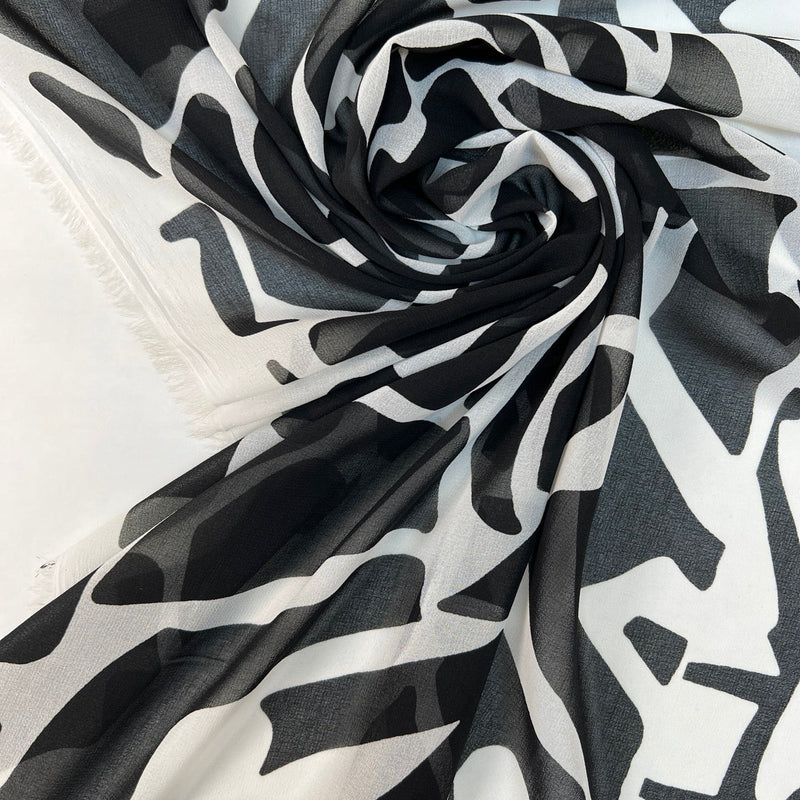 Polyester Chiffon Printed Black White