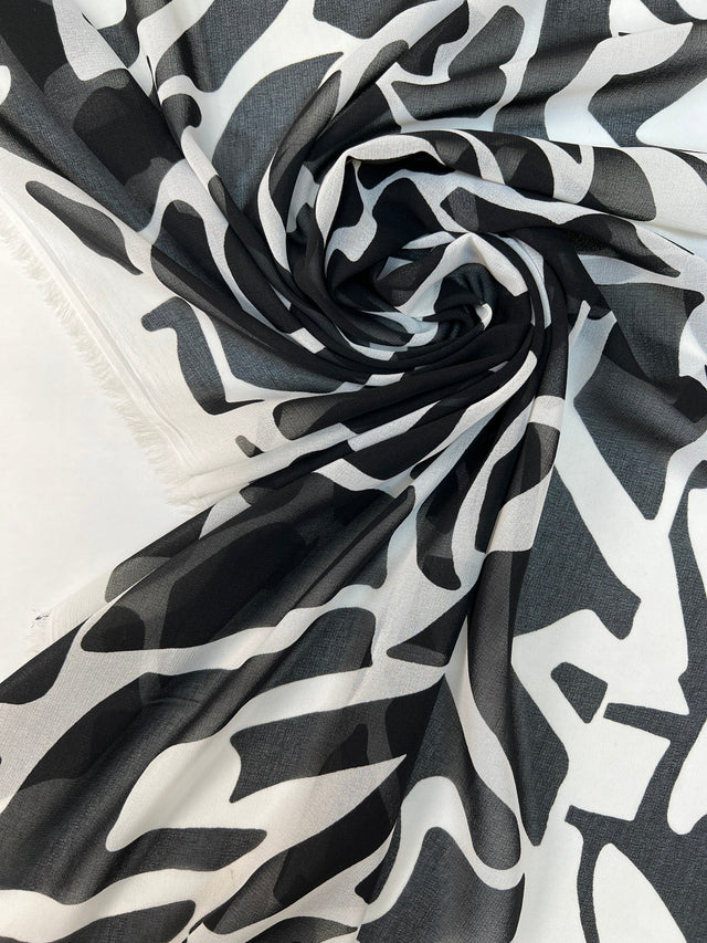 Polyester Chiffon Printed Black White