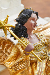 9" Gold Fabric Flying Black Angel Ornament