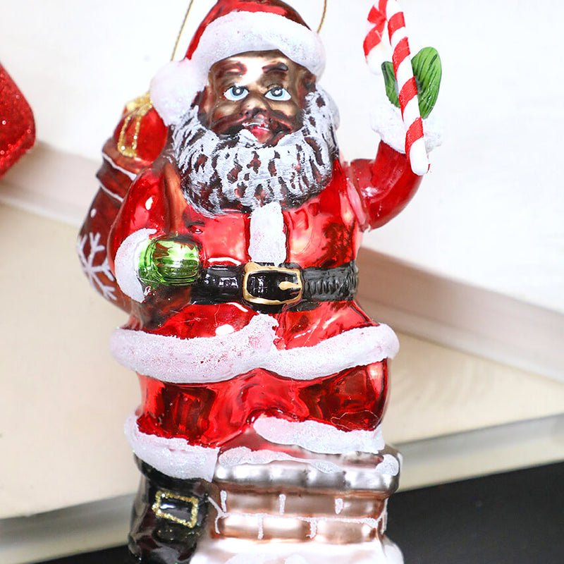5” African American Santa Glass Ornament
