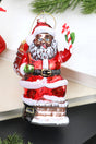 5” African American Santa Glass Ornament