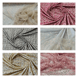 All Over Beaded Lace Polyester Fabric - Beaded, Sequins, Pearls, Mesh Lace, 54" Width (1 Yard)