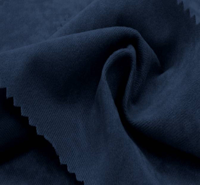 Alova Suede Polyester Fabric - Denim Blue, Suede Finish, 58/60" Width