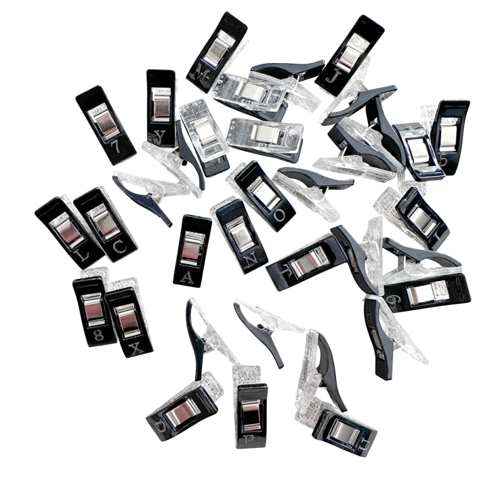AlphaClips Sewing Tools Accessory - Black, White, 1" Clips, Letters A-Z And Numbers 0-9 (36 Clips)