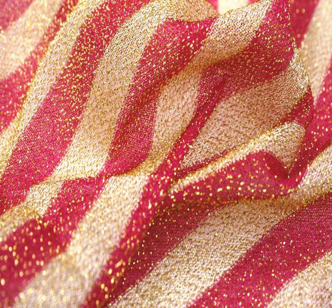American Knit Nylon Polyester Fabric - Fuschia/Gold Glitter, 58/60" Width (1 Yard)
