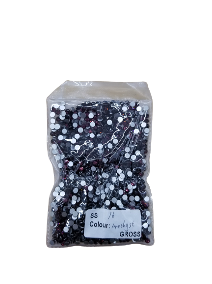Small Bag Glue On Rhinestones - Flat Back Rhinestone, Amethyst, 2MM To 6MM Sizes (1 Bag)
